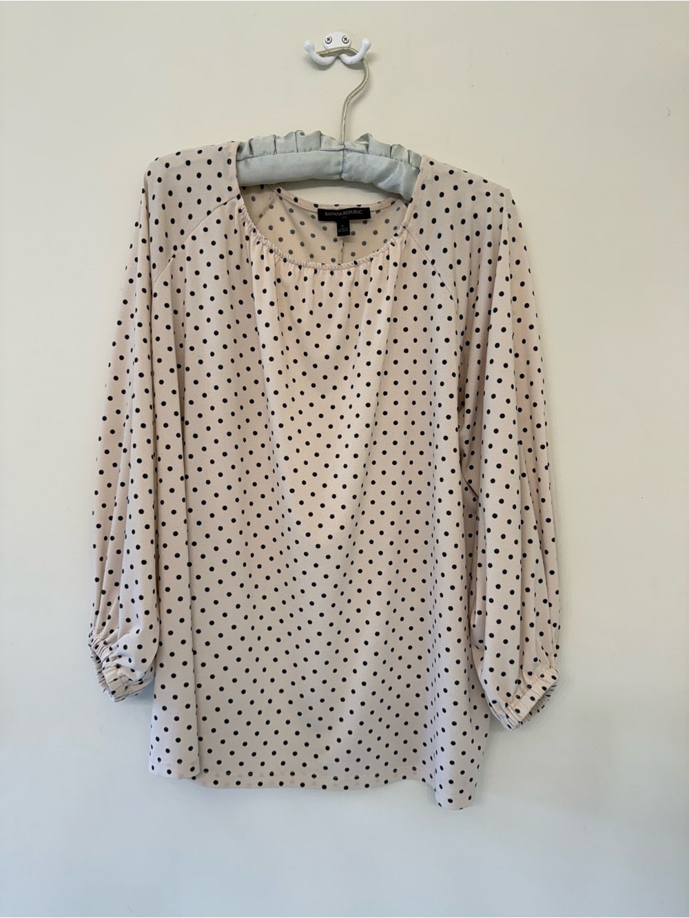 Banana Republic Beige Polka Dot Long Sleeve Blouse